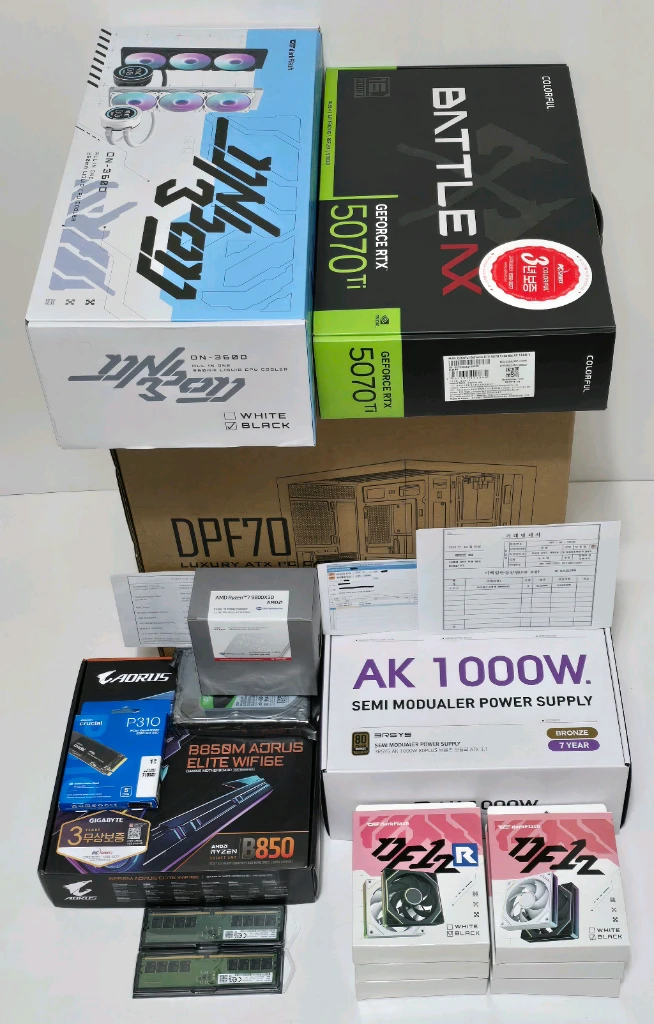 (새제품 반본체 수랭 블랙)9800X3D, 32GB, 1000W, 수랭쿨러, 방송게이밍컴퓨터본체 이미지