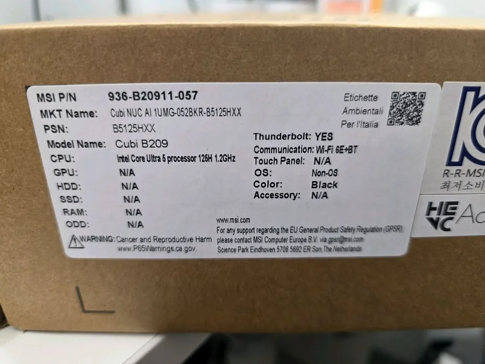 MSI Cubi NUC AI Ultra 5 125H 미니PC 새상품 판매합니다 - 안심되는 중고거래