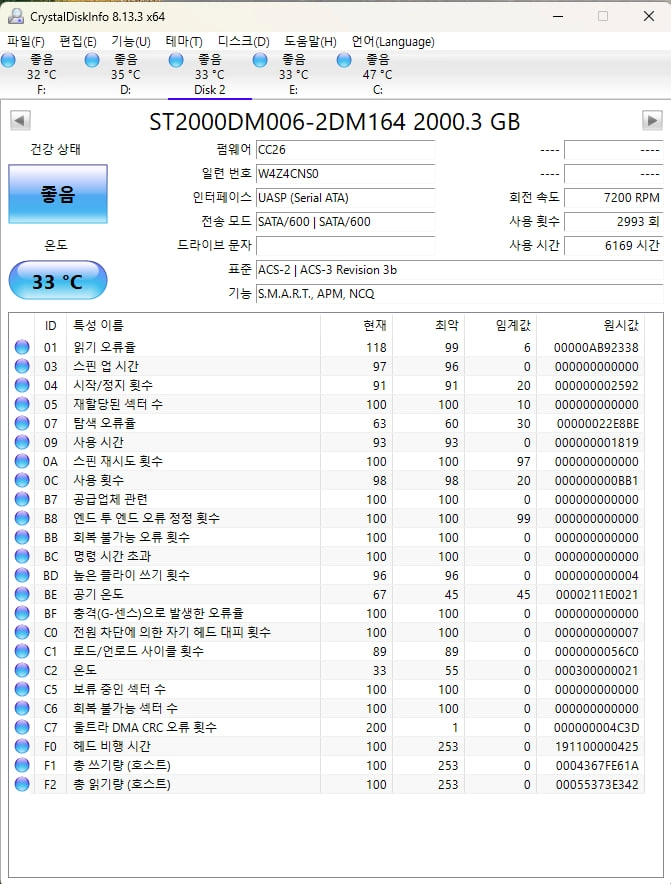 SEAGATE 바라쿠다 2TB 하드디스크 HDD 이미지