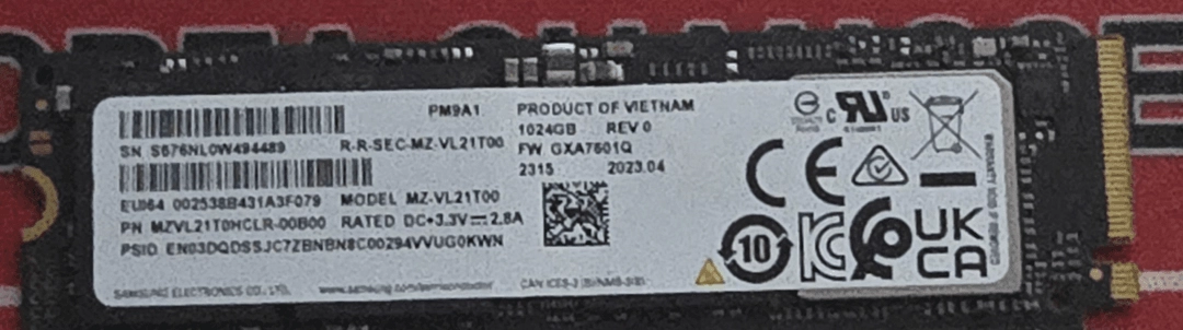 삼성 PM9A1 1TB 팝니다. 이미지