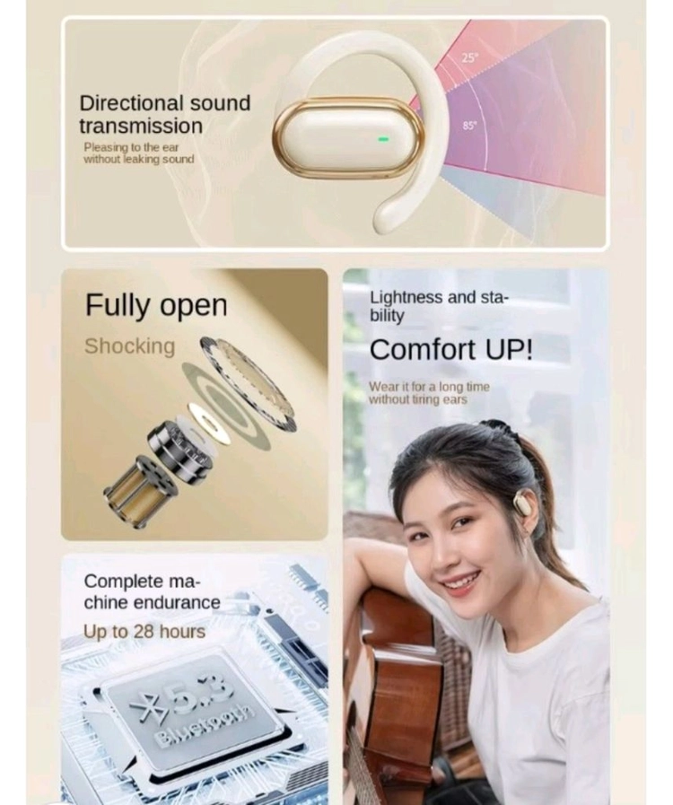1+1 오픈형 무선 블루투스 이어폰 귀걸이형1+1 오픈형 무선 블루투스 이어폰 귀걸이형 블루투스 5.3 스포츠이어폰 이미지