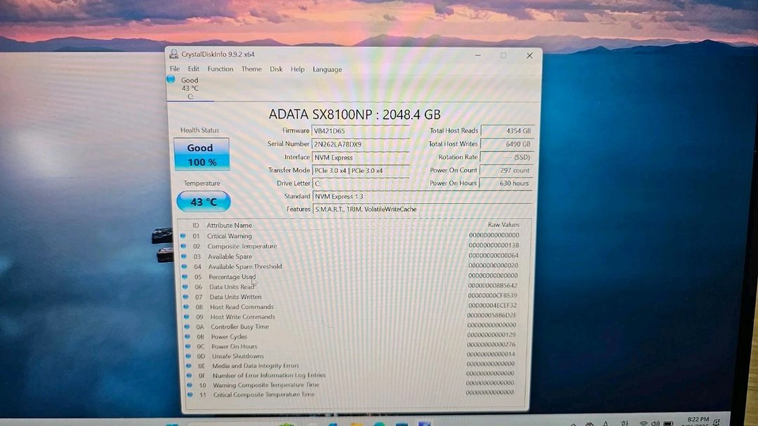 부산 ADATA XPG SX8100 M.2 2280 NVMe SSD (2TB) 이미지