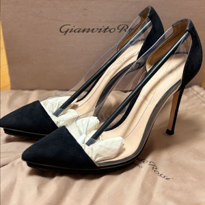 정품)지안비토 로시 Gianvito Rossi 투명 스틸레토 힐 105mm 플렉시 Plexi 스웨이드 블랙 36 이미지