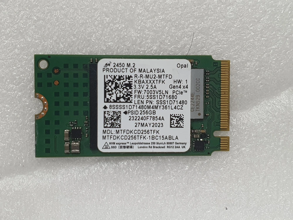 컴퓨터 마이크론 2450 M.2 2242 NVME SSD 256GB(2242 사이즈) - 안심되는 중고거래