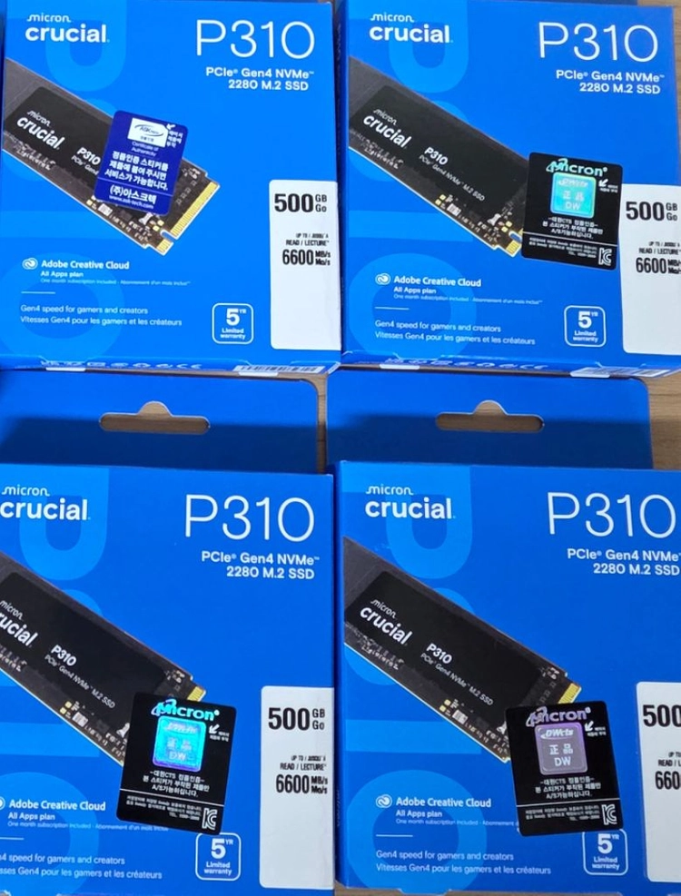 (미개봉)마이크론 Crucial P310 M.2 NVMe 500GB 5개 - 안심되는 중고거래