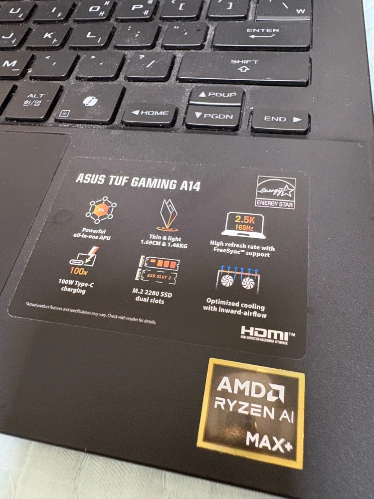 ASUS TUF Gaming A14 라이젠 AI Max+ 392 64GB/2TB 이미지