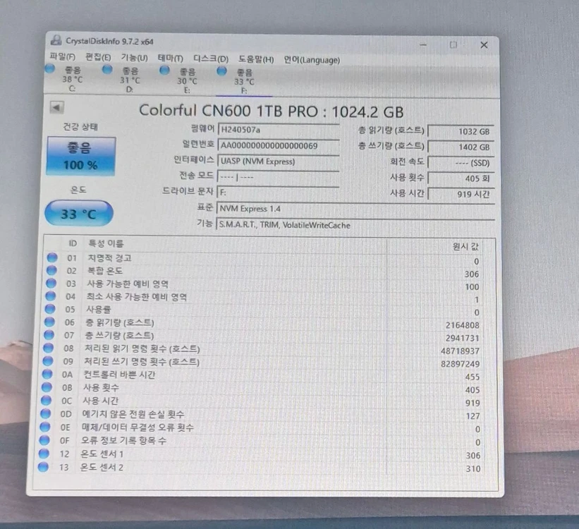 NVME SSD 1TB 팝니다(CN600PRO) 이미지