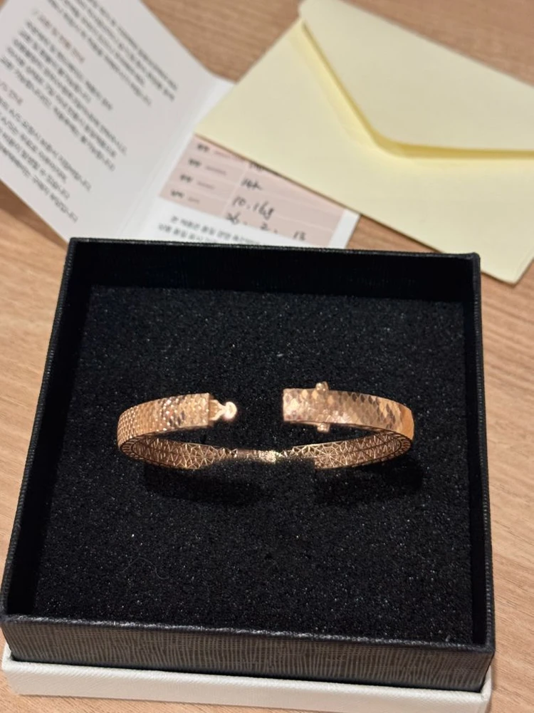마지막 가격 14k 비늘 머메이드 모양 뱅글 팔찌 17cm 로즈골드 10.16g 핑크 이미지