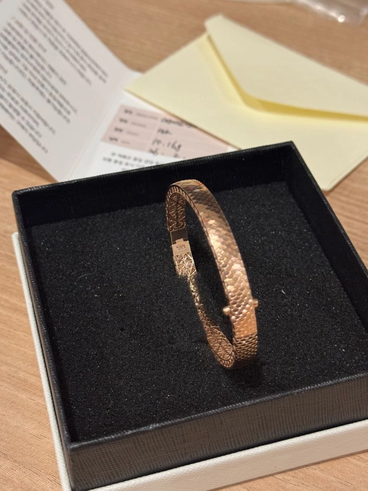 마지막 가격 14k 비늘 머메이드 모양 뱅글 팔찌 17cm 로즈골드 10.16g 핑크 이미지