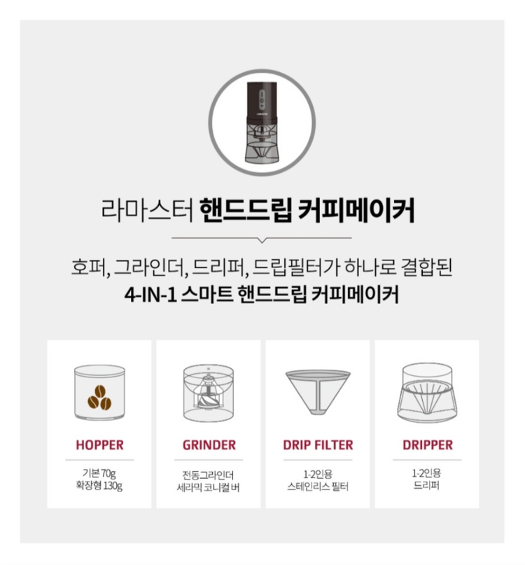 LAMASTER 휴대용 무선 커피 메이커 / 그라인더 이미지