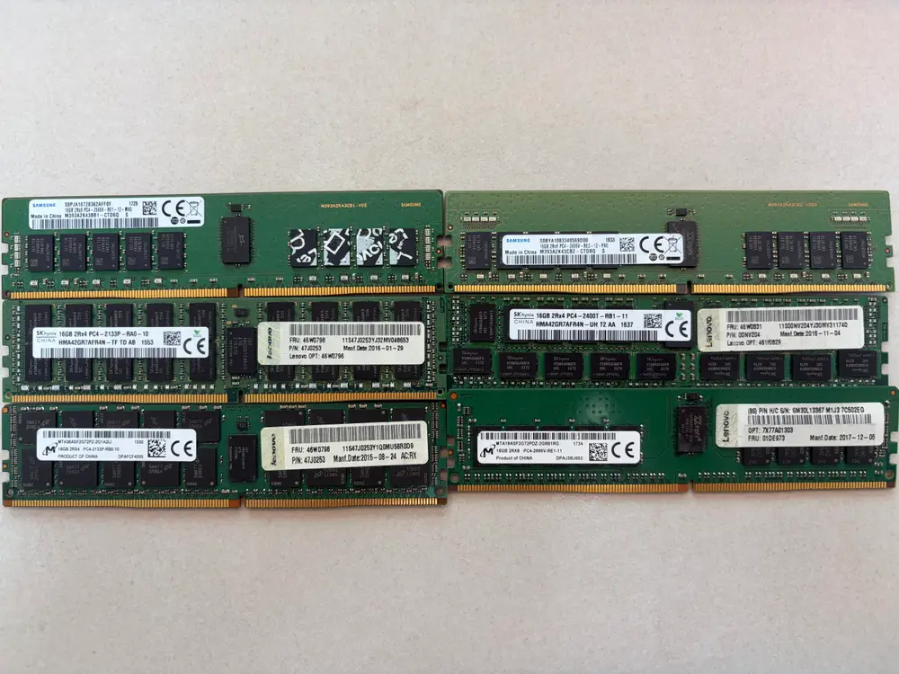DDR4 16GB 서버용 메모리 6개 / 개당 70,000원 - 안심되는 중고거래