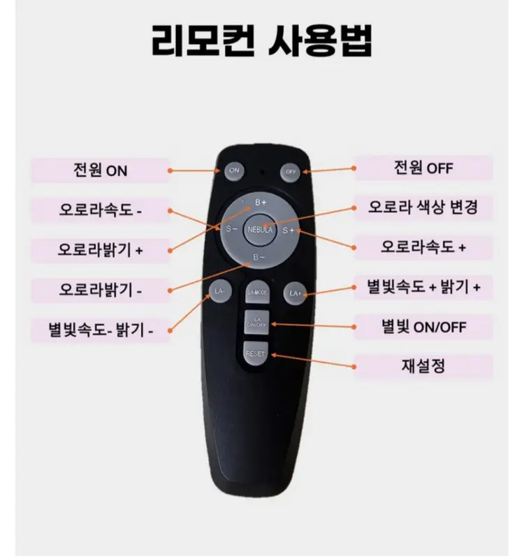 우주인 오로라 무드등 (리모컨 포함) 이미지