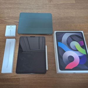 애플 아이패드 에어 4세대 256GB wifi 스페이스 그레이 스그 + 애플펜슬 2세대 + 펜촉(펜슬팁) + 케이스 이미지
