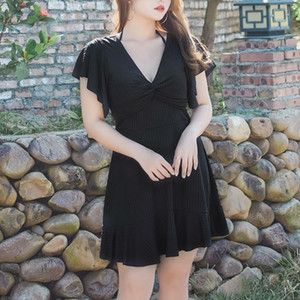 [99] 코코앤유 빅사이즈 체형커버 원피스 수영복 블랙 이미지