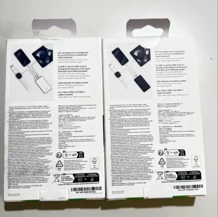 벨킨10000mAh 3포트 15W PD 고속 충전 보조배터리 이미지