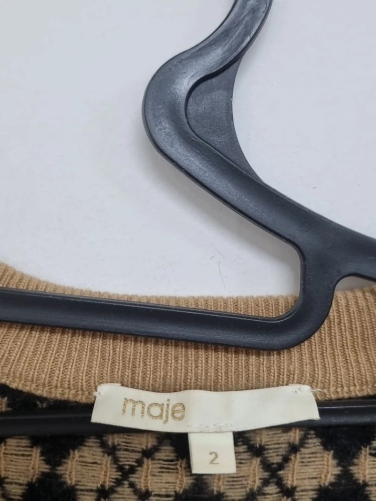 마쥬 Maje 아가일 울 가디건 2사이즈 55~66 이미지