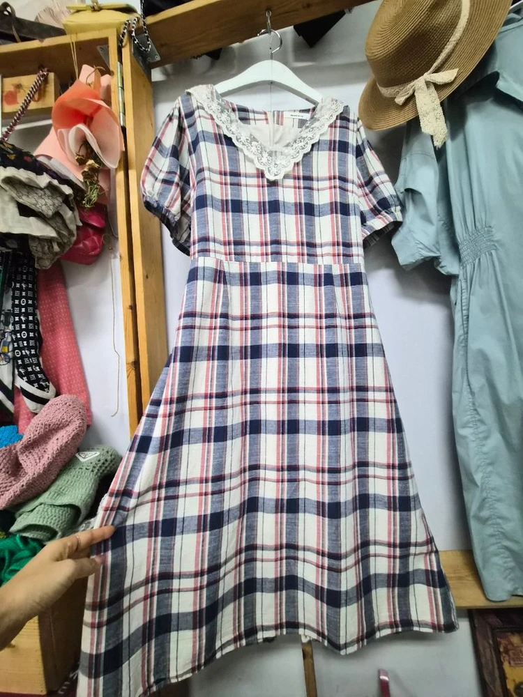 로미스토리 로망스체크 린넨 원피스 이미지