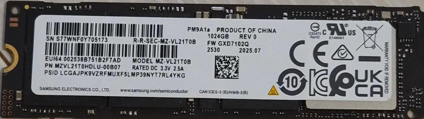 삼성 SSD PM9A1a 1TB 판매 이미지