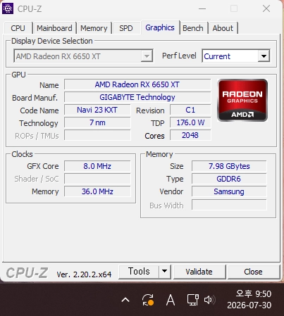 기가바이트 라데온 RX 6650 XT Gaming OC 8GB 3팬 그래픽카드 판매합니다. [택포] 이미지