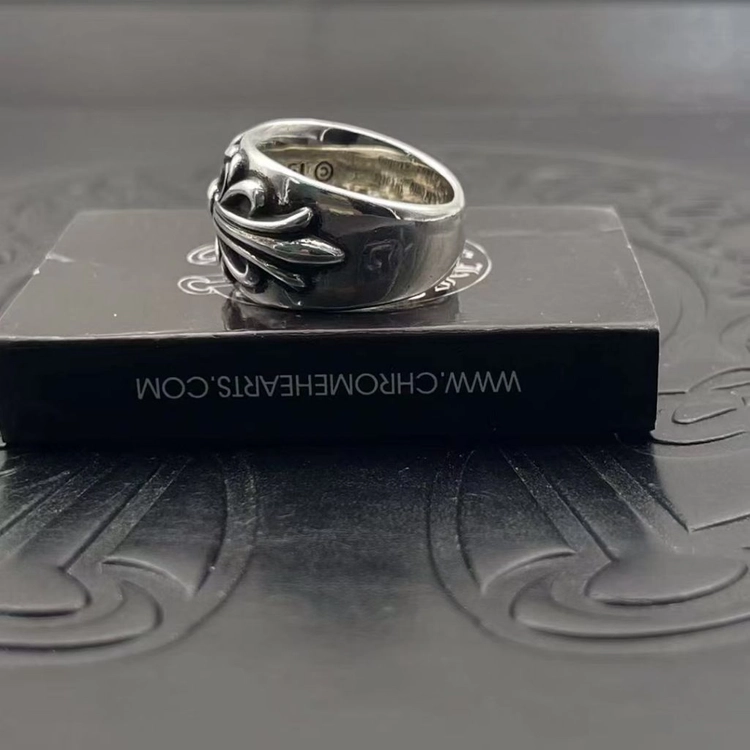 [S925 법정순은] 크롬하츠 스타일 플로랄 크로스 반지 (Floral Cross Ring) 이미지