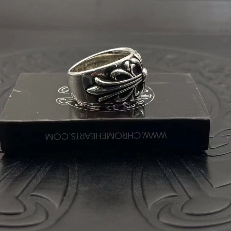 [S925 법정순은] 크롬하츠 스타일 플로랄 크로스 반지 (Floral Cross Ring) 이미지