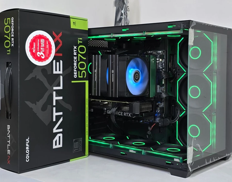 (새제품 RTX5070Ti 토마호크, 9800X3D 공랭 블랙)32GB, 1000W, 공랭쿨러, 방송게이밍컴퓨터본체 이미지