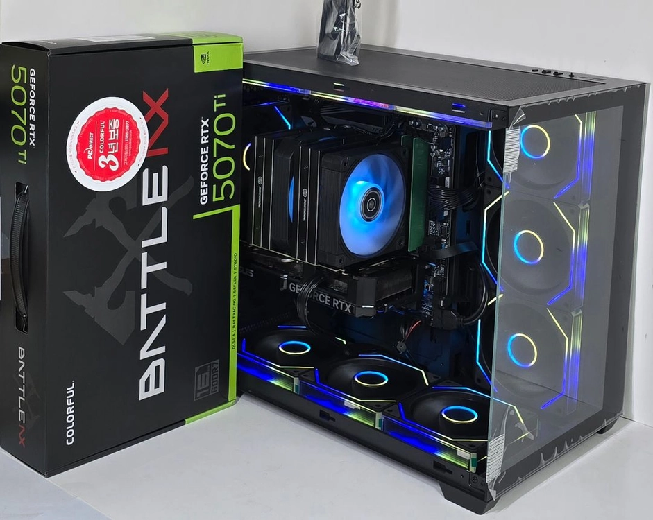 (새제품 RTX5070Ti 토마호크, 9800X3D 공랭 블랙)32GB, 1000W, 공랭쿨러, 방송게이밍컴퓨터본체 이미지