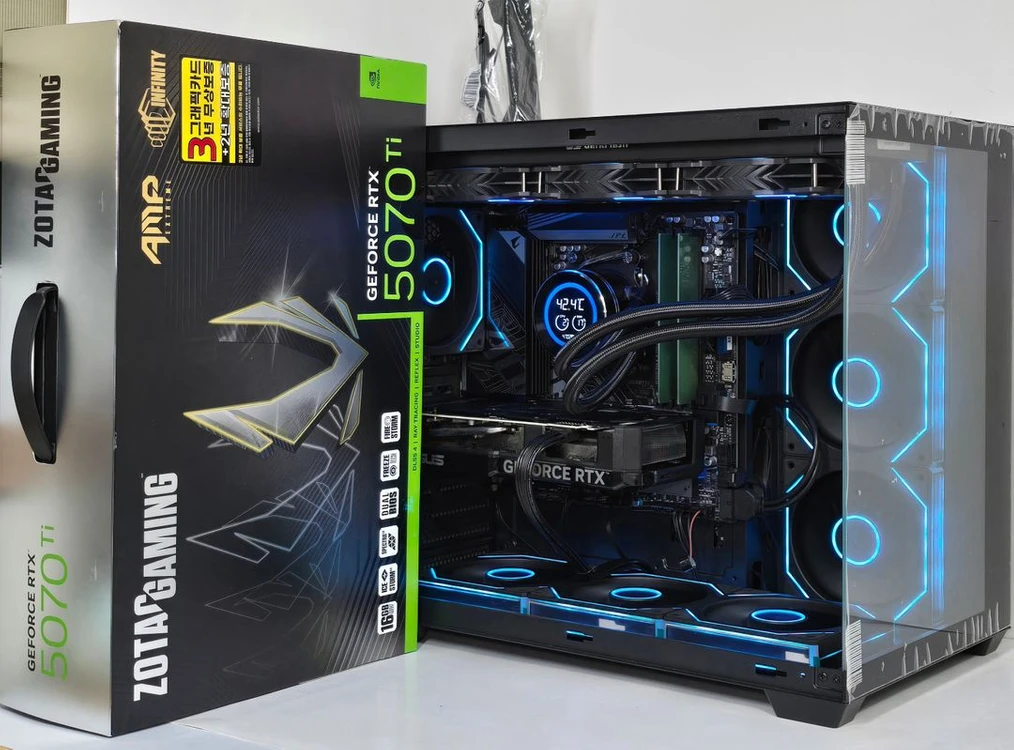 (새제품 RTX5070Ti 토마호크, 9800X3D 공랭 블랙)32GB, 1000W, 공랭쿨러, 방송게이밍컴퓨터본체 이미지