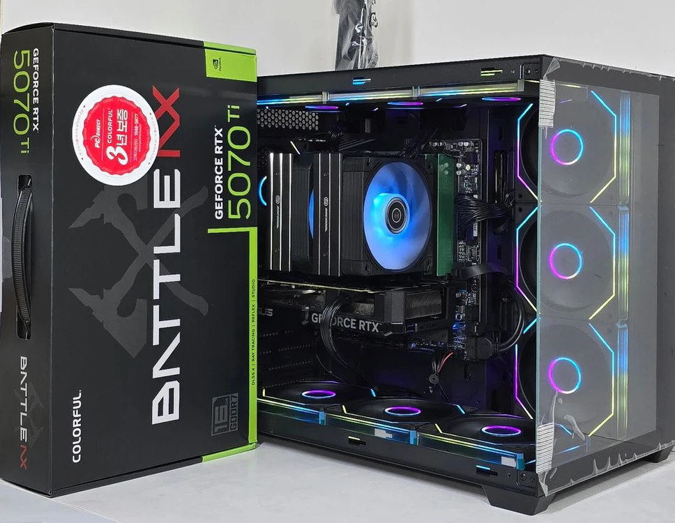 (새제품 RTX5070Ti 토마호크, 9800X3D 공랭 블랙)32GB, 1000W, 공랭쿨러, 방송게이밍컴퓨터본체 이미지