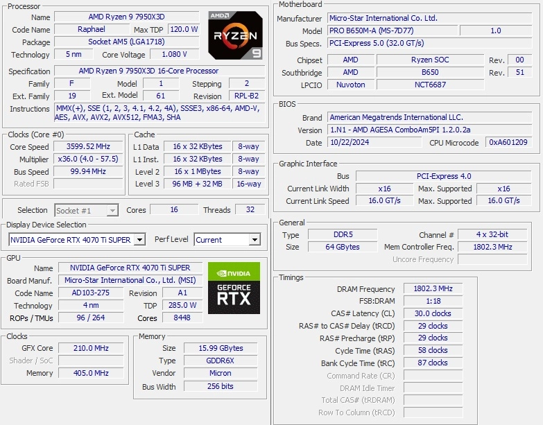 7950X3D / 4070 TI SUPER / 64gb 데스크탑 팝니다 - 안심되는 중고거래