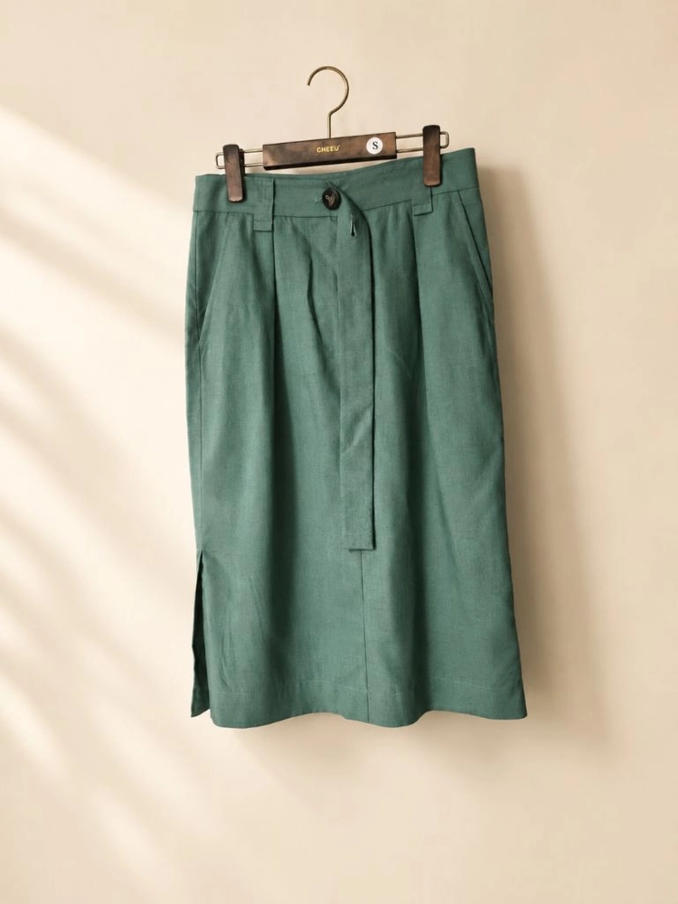 비비안웨스트우드 버튼 포인트 린넨 혼방 스커트 (그린 / SIZE 40) 이미지