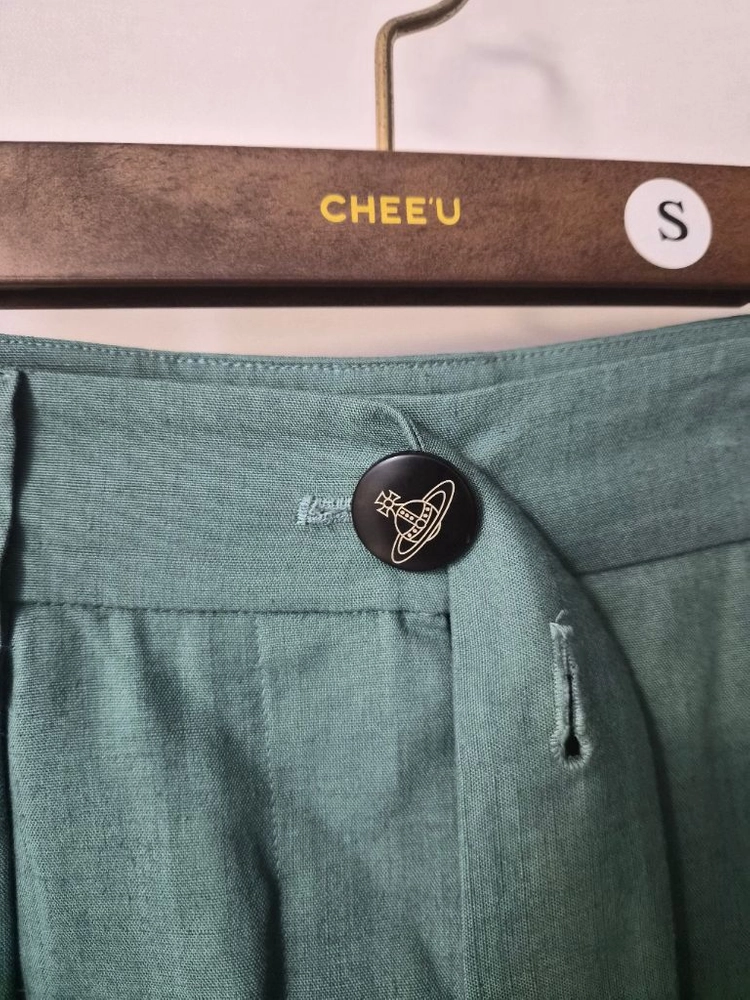 비비안웨스트우드 버튼 포인트 린넨 혼방 스커트 (그린 / SIZE 40) 이미지