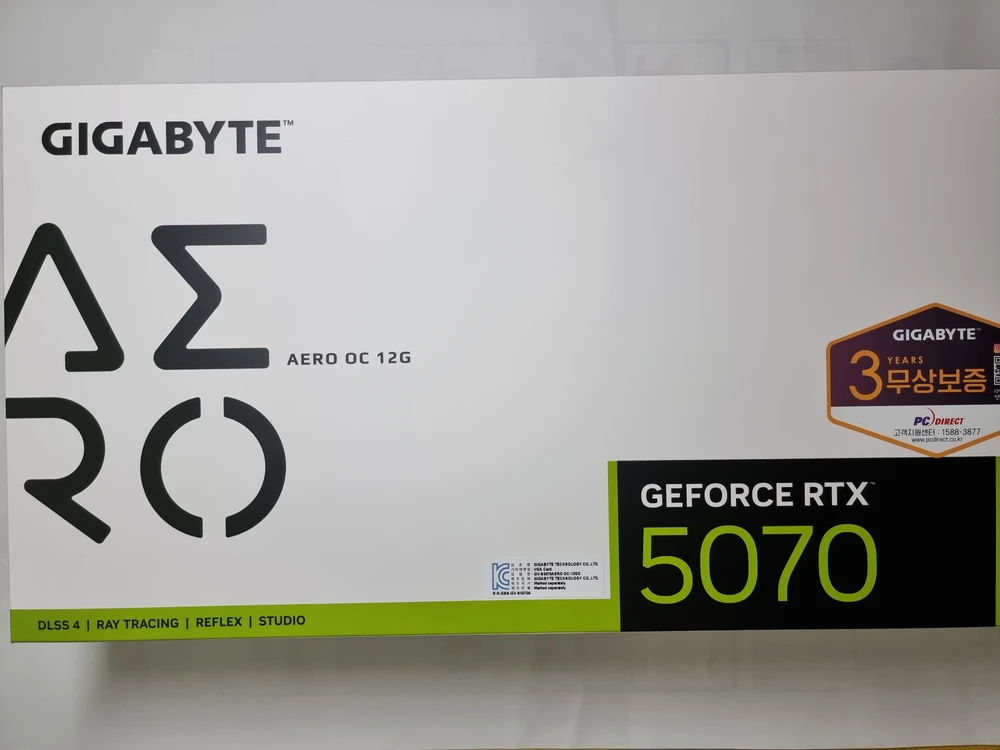 GIGABYTE RTX 5070 AERO OC 피씨디렉트 미개봉 - 안심되는 중고거래