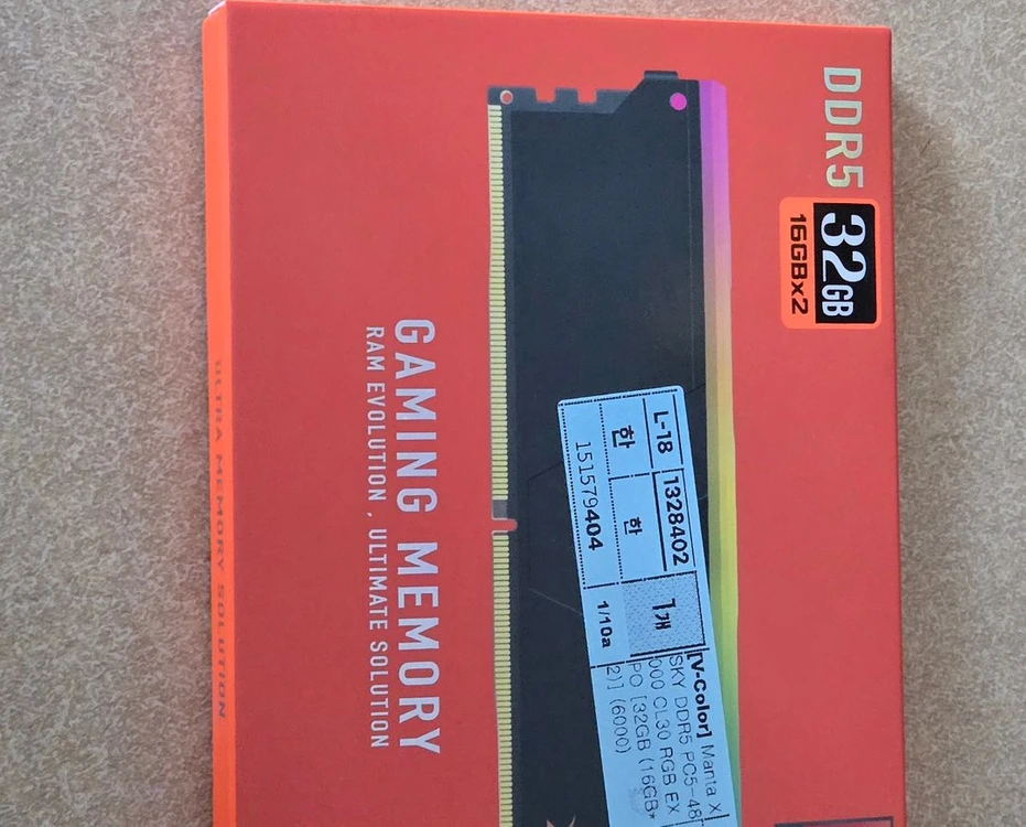ddr5 6000 cl30 v컬러 manta 국내정품 미개봉 rgb 팔아요 하이닉스 a다이 - 안심되는 중고거래