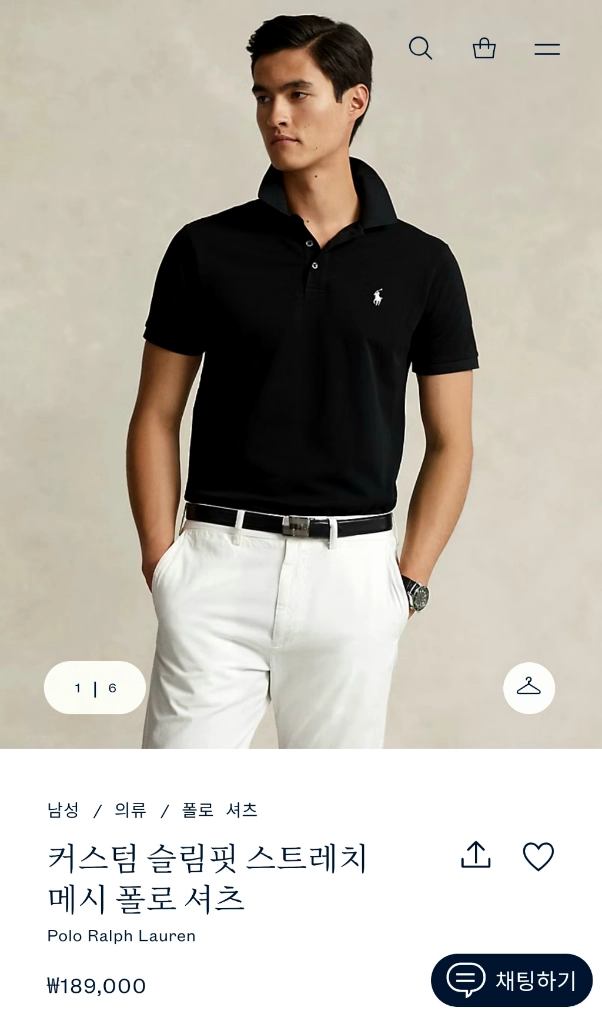 폴로 랄프로렌 카라티 반팔 티셔츠 블랙 L사이즈 이미지