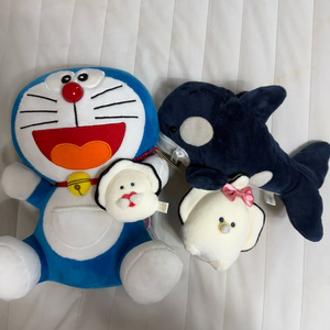 (일괄) 도라에몽 인형 굴인형 2개 돌핀고래 인형필통 이미지