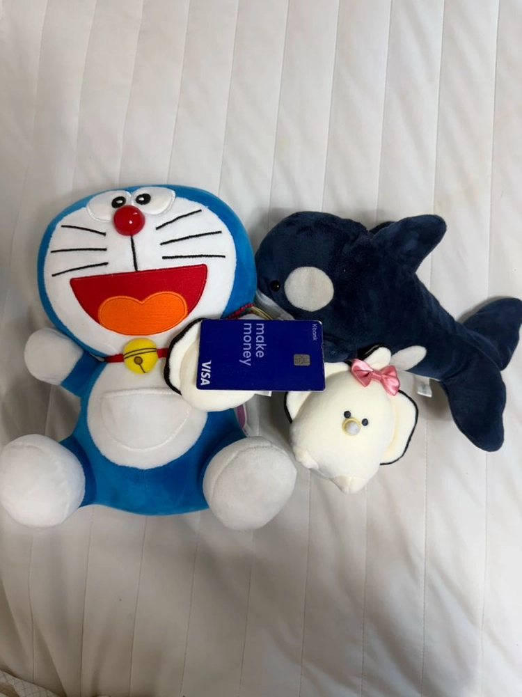 (일괄) 도라에몽 인형 굴인형 2개 돌핀고래 인형필통 이미지