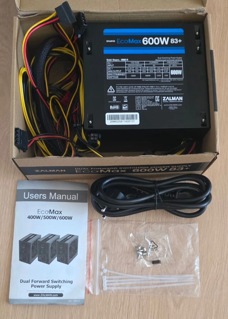 잘만 EcoMax 600W 83+ 파워 서플라이 이미지