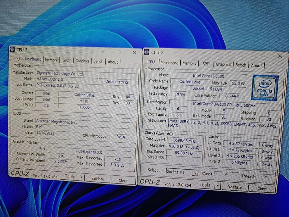 i3 8100 h310m 보드셋 이미지