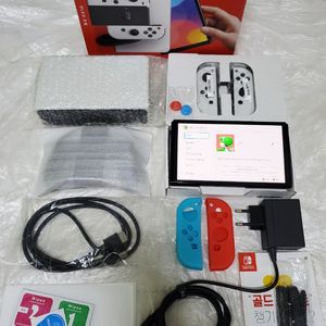 닌텐도 스위치 OLED 풀박스 + 조이콘커버 1쌍 + 스틱커버 1쌍 + 미사용 액정강화유리 이미지