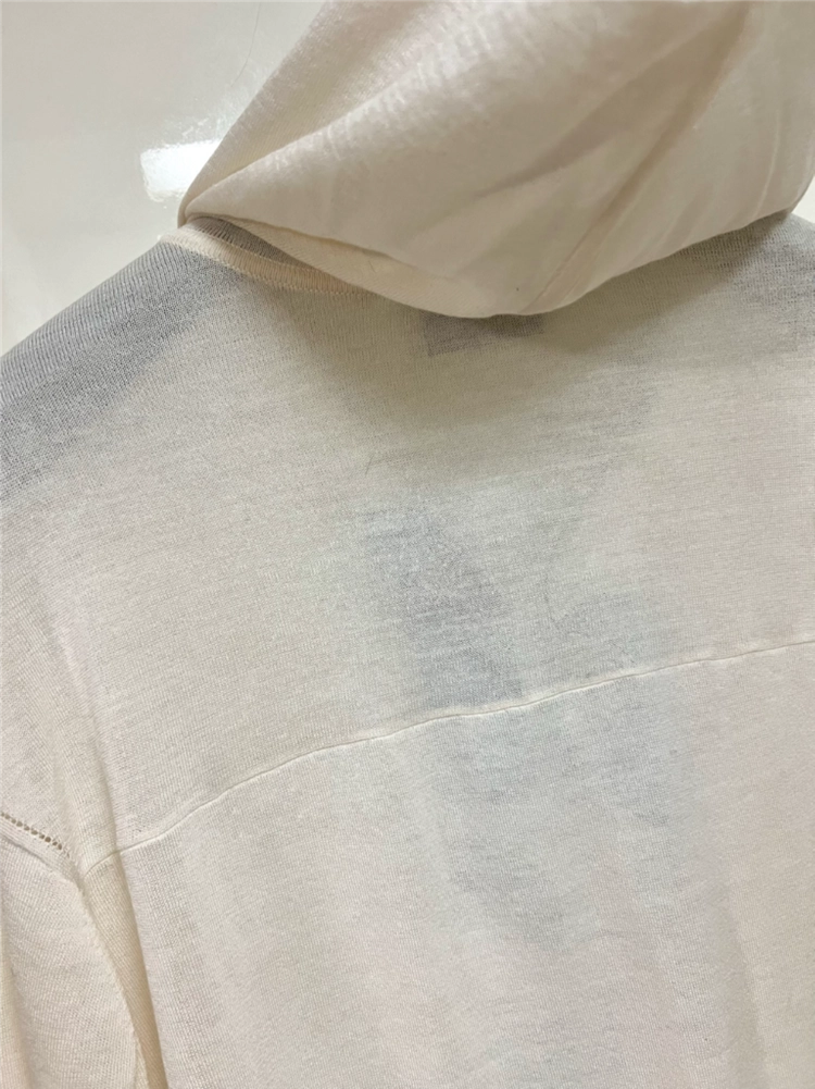 한섬 래트바이티 LATT 울 실크 코튼 니트 후드 가디건 집업 아이보리 간절기 봄여름 이미지