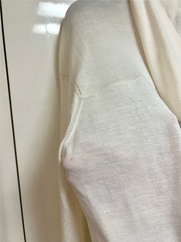 한섬 래트바이티 LATT 울 실크 코튼 니트 후드 가디건 집업 아이보리 간절기 봄여름 이미지