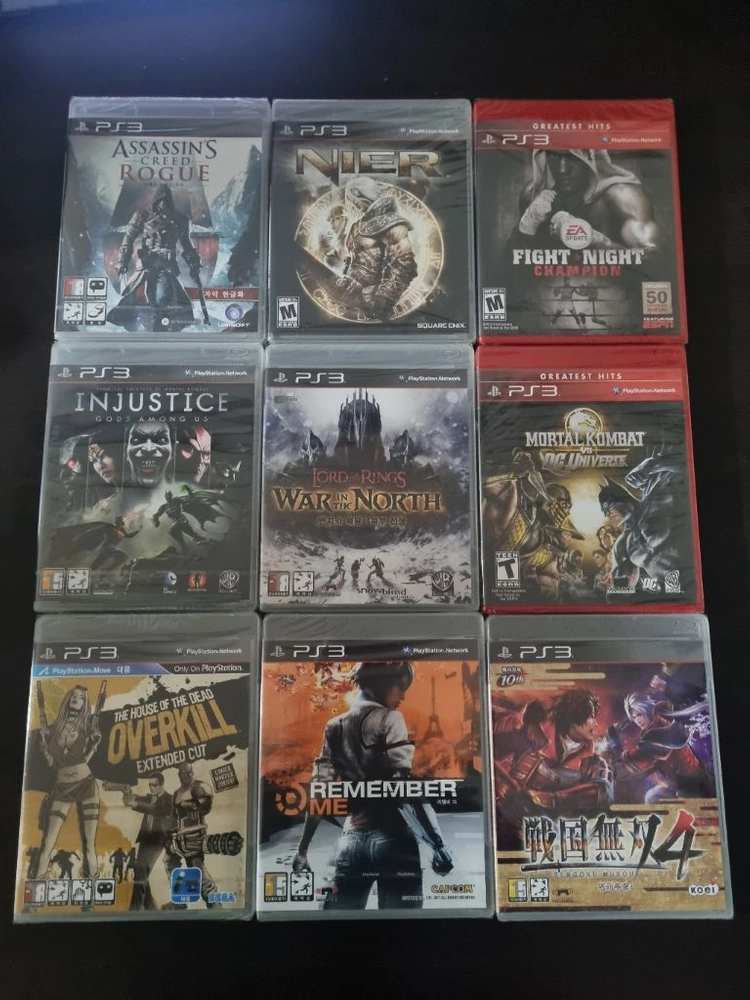 미개봉 Ps3 어쎄신크리드 로그 니어 파이트나이트챔피언 인저스티스 북부전쟁 모탈컴뱃 하우스오브더데드 리멤버미 전국무 이미지