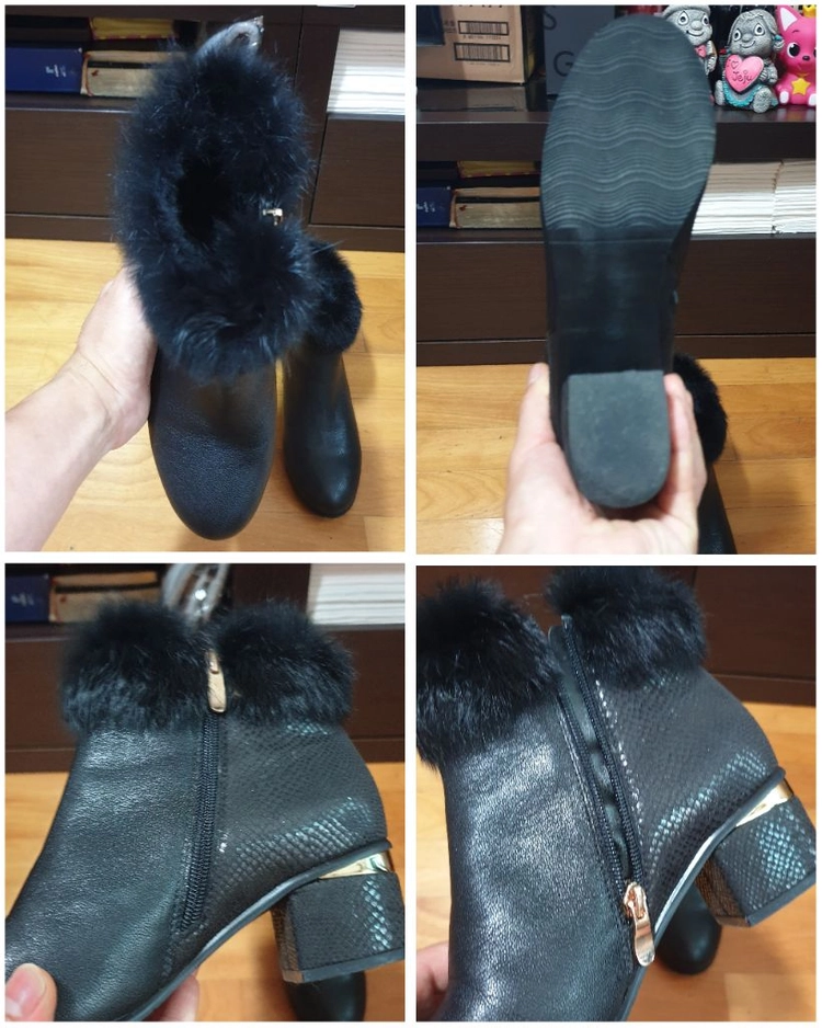 블랙 퍼 앵글 부츠 245 판매해요 이미지