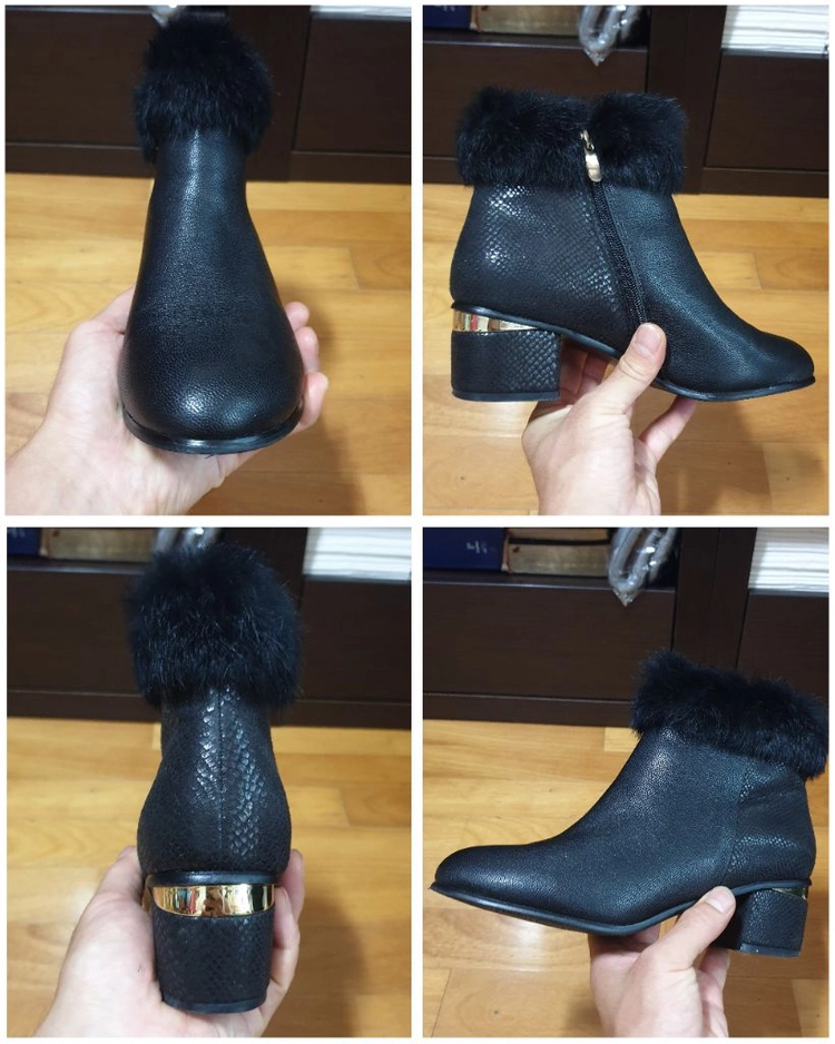 블랙 퍼 앵글 부츠 245 판매해요 이미지