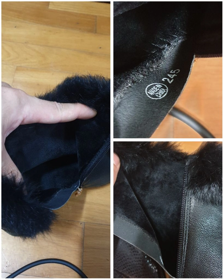 블랙 퍼 앵글 부츠 245 판매해요 이미지