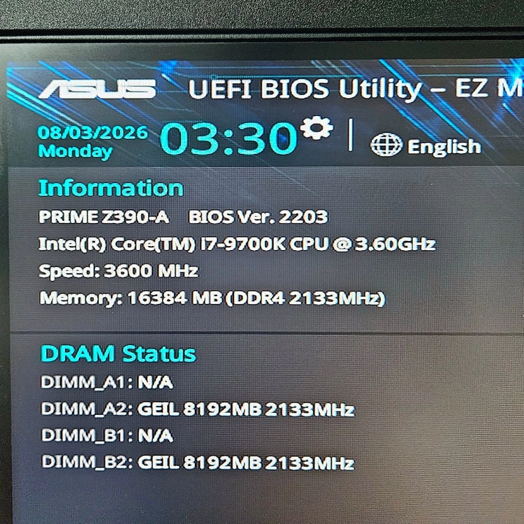 인텔 i7-9700K + ASUS Z390-A 이미지