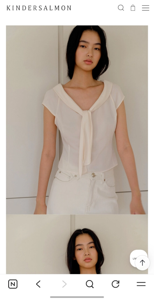 킨더살몬 Valois Bowtie Top Cream M사이즈 이미지