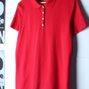 W(XL-2XL) 리 반팔 카라 티셔츠 빅사이즈 레드 이미지