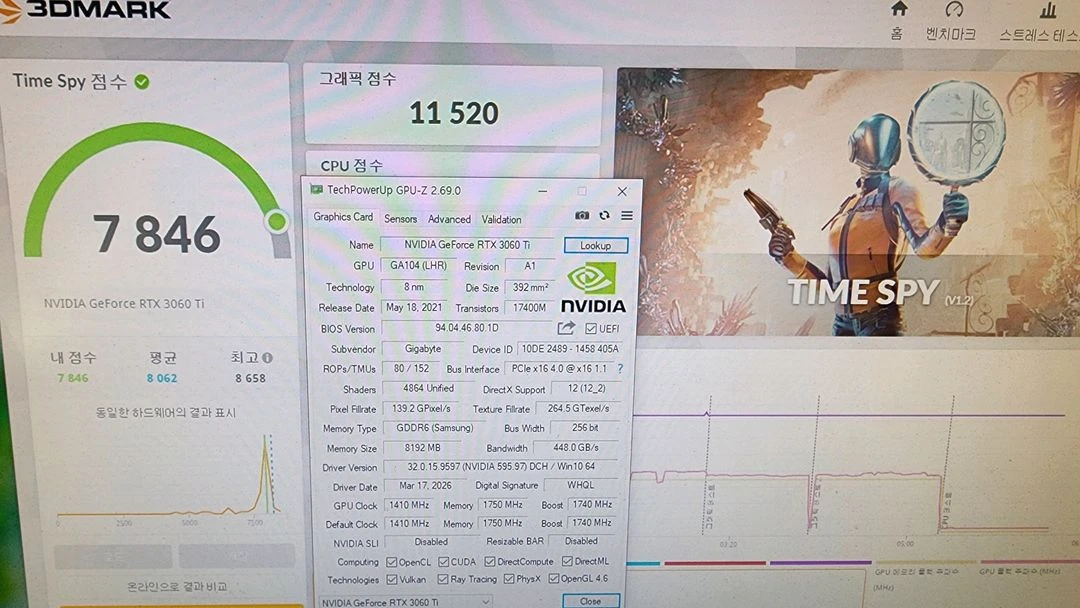 기가바이트 RTX 3060ti 8G 판매합니다. 이미지